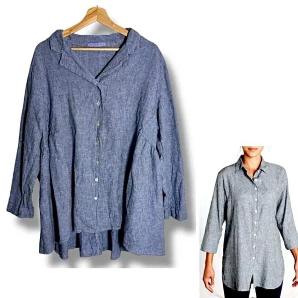 Cut Loose Women's 'Easy Shirt' Linen/Cotton Lagenlook Button-Down